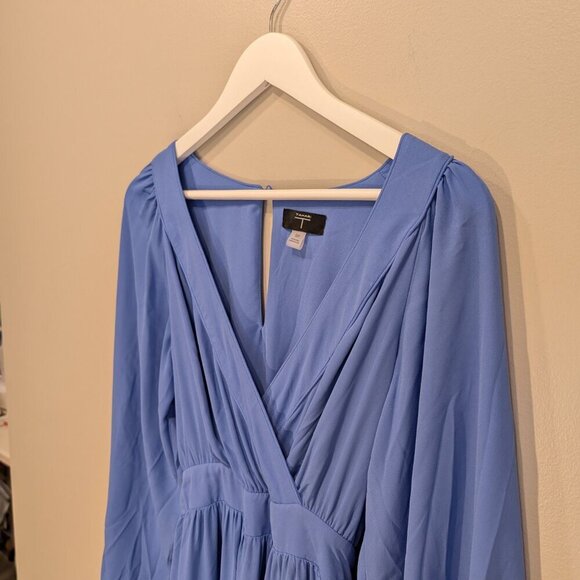 T Tahari Surplice Neckline Tiered Midi Dress Blue Romantic Beachy Style - Size S - Picture 4 of 8